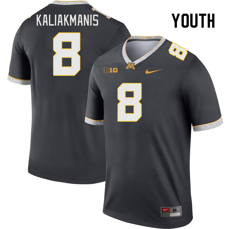 Youth #8 Athan Kaliakmanis Minnesota Golden Gophers College Football Jerseys Stitched-Charcoal